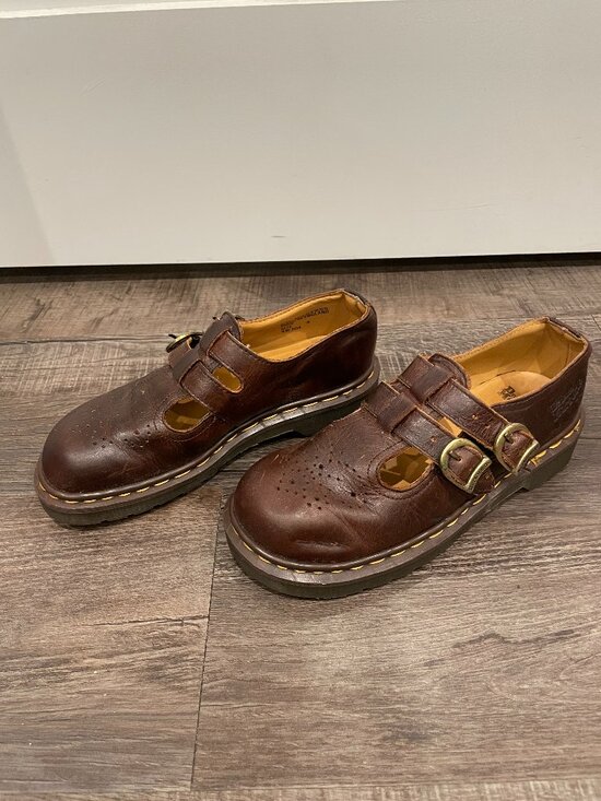 VTG 90s Made in England Dr. Doc Martens Mary Janes 8065 Brown UK 4 US 6 - Picture 2 of 9
